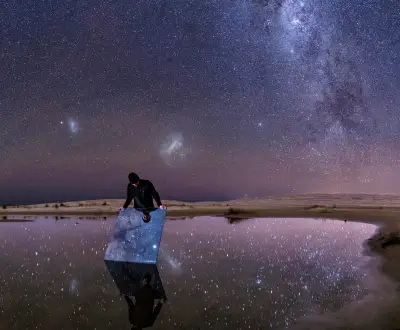 星空倒影中的探索者 夜景 星空 倒影 2K