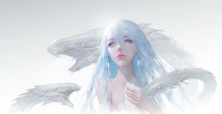 天使之翼 幻想 艺术 蓝色 4K