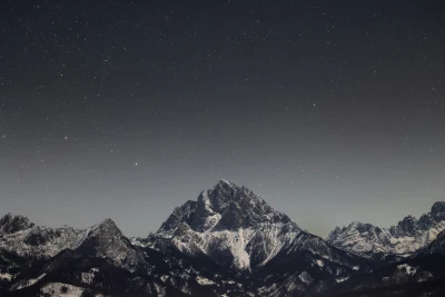 星空下的雪山 山脉 星空 夜晚 4K
