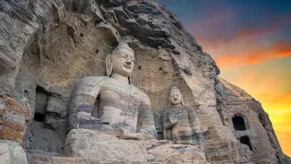 云冈石窟佛像 佛教艺术 石窟雕像 古代雕刻 4K