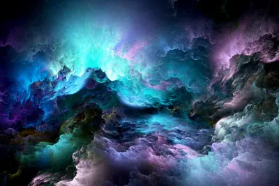 星云幻境 宇宙 抽象艺术 蓝紫色调 4K
