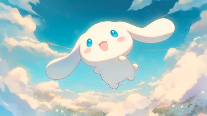 天空中的可爱兔子 卡通 天空 蓝色 4K
