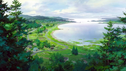 宁静的海滨小镇 海滨 小镇 绿色 1080P