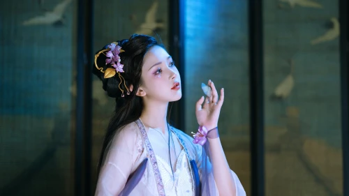 古典美人赏月 古风 女性 月亮 4K