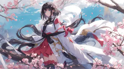 樱花下的古风少女 樱花 古风 少女 4K