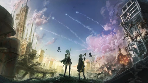 流星下的废墟都市 奇幻 末世 废墟 4K
