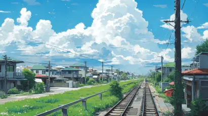 夏日乡间铁道 风景 铁路 夏天 1080P