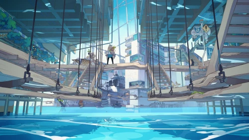 未来都市水下场景 科幻 水下城市 动画风格 1080P