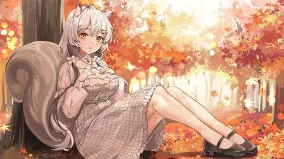 秋日少女 秋天 动漫风格 温暖色调 8K