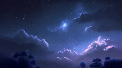 梦幻星空 夜空 云朵 蓝色 2K