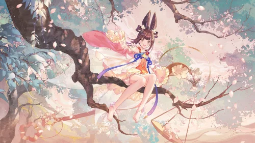 樱花树下的兔耳少女 动漫 少女 兔耳 2K
