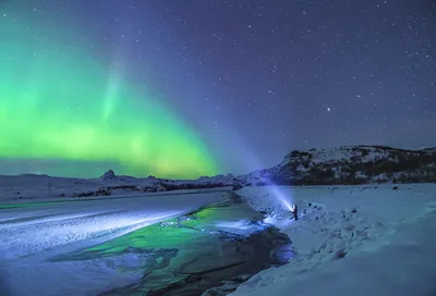 极光雪夜奇景 极光 雪地 夜景 4K