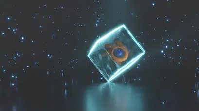 宇宙中的立方体 太空 科幻 蓝色调 4K