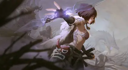 女战士释放魔法 奇幻 游戏原画 战斗 1080P