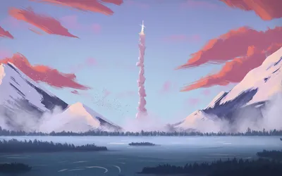 雪山上的火箭 雪山 火箭 自然 4K