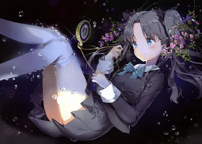 梦幻少女与樱花 动漫风格 夜晚场景 粉色樱花 2K