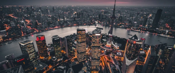 上海夜景航拍 城市夜景 航拍 黄浦江 2K
