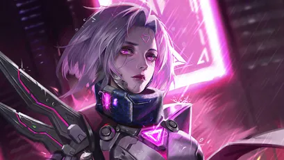 未来战士的冷酷眼神 科幻 未来 紫色 8K