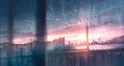 雨夜城市剪影 城市景观 雨天 黄昏 8K
