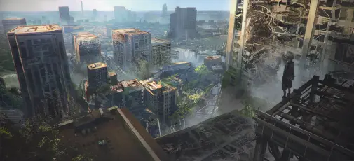废墟都市的孤独守望者 末世废土 城市废墟 赛博朋克 8K