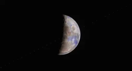 深邃太空中的半月 太空 月球 天体 1080P