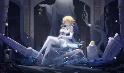 废墟中的金发少女 动漫风格 奇幻 废墟 4K