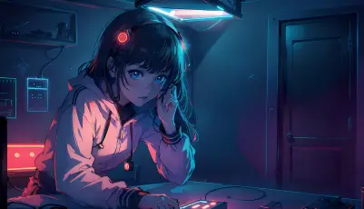 赛博朋克少女 动漫风格 赛博朋克 霓虹灯 4K