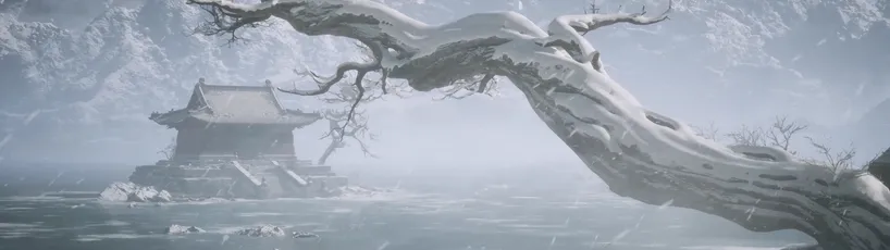 雪中古寺 冬季 山水画风 宁静 4K