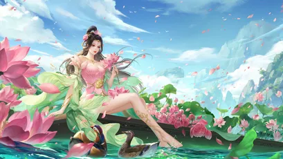 梦幻莲花仙子 仙境 古风 粉色 4K
