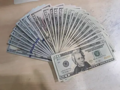 美元钞票扇形排列 美元 现金 财务 4K