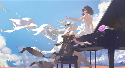钢琴少女 场景 风格 颜色 4K