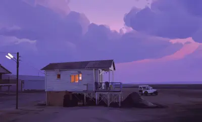 黄昏海滨小屋 海滨 黄昏 小屋 1080P
