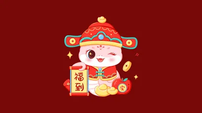 福到吉祥 春节 卡通 红色 4K