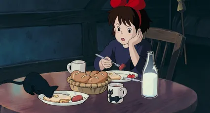 女孩与猫咪用餐 动画 场景 风格 4K