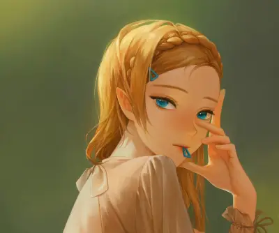 金发少女的沉思 动漫风格 肖像画 金色 4K