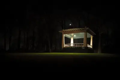 夜色中的凉亭 夜晚 凉亭 灯光 4K