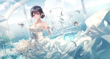 梦幻婚纱 动漫风格 婚礼场景 白色主题 8K