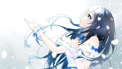 雪中少女 动漫 冬季 蓝色调 4K