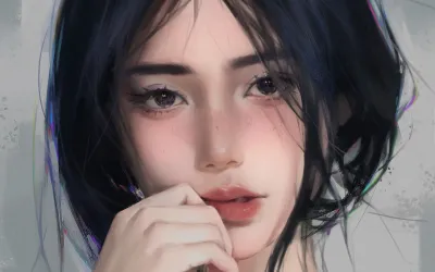 动漫风格女性肖像 动漫 人物 黑白 4K