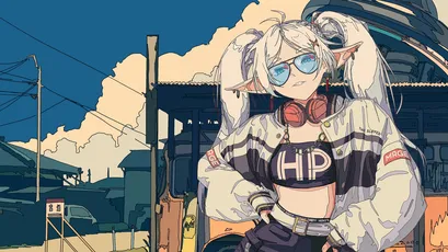 赛博朋克少女 赛博朋克 动漫风格 蓝色调 1080P