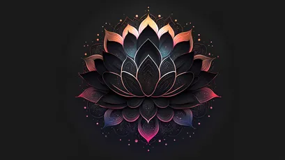 莲花图案 莲花 图案 黑色 8K
