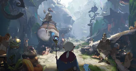 奇幻冒险场景 幻想风格 色彩丰富 角色众多 2K