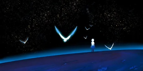 宇宙中的孤独身影 太空 夜晚 蓝色 4K