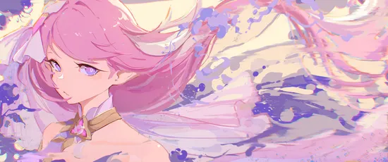 梦幻粉发少女 动漫 幻想 粉色 4K