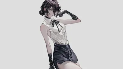 黑白风格动漫女孩 动漫 黑白 简约 2K