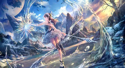 冰晶幻境 奇幻场景 魔法少女 冰雪元素 4K