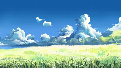 蓝天白云绿草地 风景画 自然 清新 4K