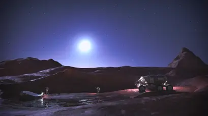 月球探险夜景 月球 夜晚 科幻 4K