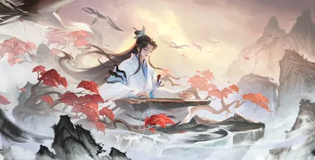 仙侠古风画卷 山水 古风 红色枫叶 8K