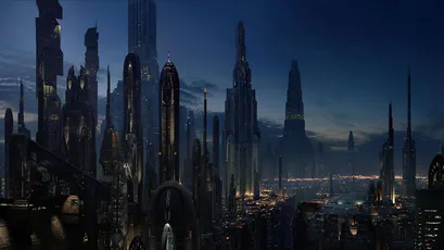 未来都市夜景 科幻城市 未来主义 深蓝色调 4K